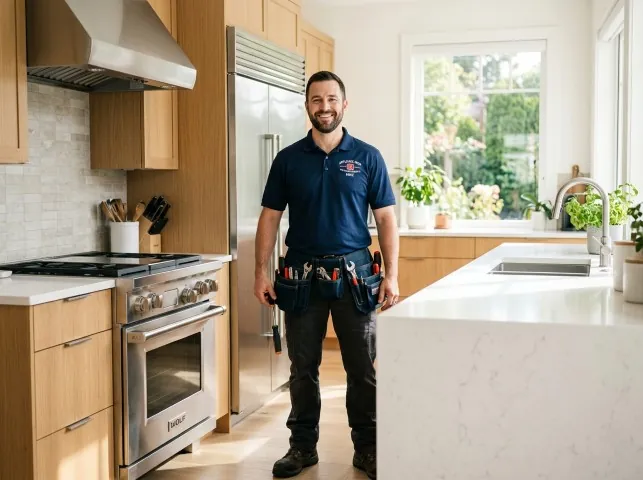 Appliance Repair Hero technician in a Augusta, KS kitchen after an appliance repair
